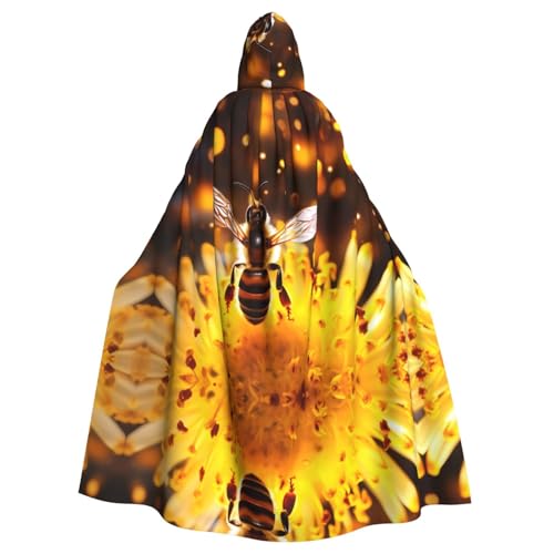 WZYWHJ Bienen im Flug bedruckter Aldult Cosplay Poncho mit Kapuze für Damen und Herren Halloween-Party von WZYWHJ