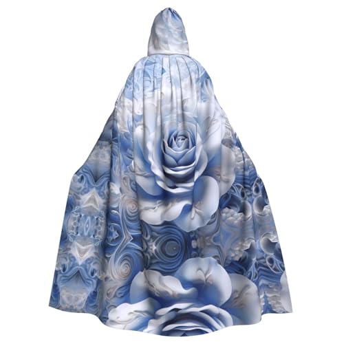 WZYWHJ Blauer Rosenknospen-Druck Aldult Cosplay Poncho Kapuzenumhang für Damen und Herren Halloween Party WZYWHJ Blauer Rosenknospen-Druck Aldult Cosplay Poncho Kapuzenumhang für Damen und Herren Halloween Party von WZYWHJ