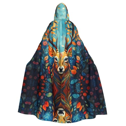 WZYWHJ Blauer gemusterter Elch-Aufdruck, Cosplay-Poncho mit Kapuze, Umhang für Damen und Herren, Halloween-Party WZYWHJ Blauer gemusterter Elch-Aufdruck, Cosplay-Poncho mit Kapuze, Umhang für Damen und Herren, Halloween-Party von WZYWHJ