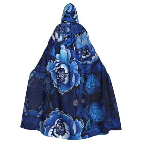 WZYWHJ Blauer und weißer Pfingstrosen-Druck Aldult Cosplay Poncho mit Kapuze für Damen und Herren Halloween-Party WZYWHJ Blauer und weißer Pfingstrosen-Druck Aldult Cosplay Poncho mit Kapuze für Damen und Herren Halloween-Party von WZYWHJ
