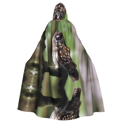 WZYWHJ Brauner Cosplay-Poncho mit Eulenmuster, für Damen und Herren, Halloween-Party von WZYWHJ