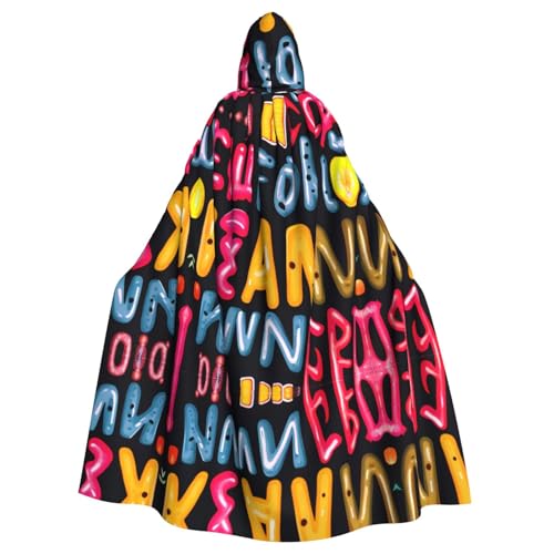 WZYWHJ Buntes Charakter-Muster, Cosplay-Poncho mit Kapuze, Umhang für Damen und Herren, Halloween-Party von WZYWHJ