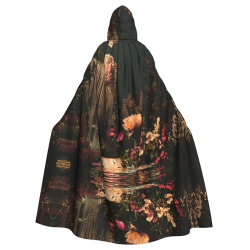 WZYWHJ Buntes Gartenmuster, Cosplay-Poncho mit Kapuze, Umhang für Damen und Herren, Halloween-Party von WZYWHJ