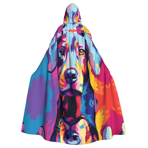 WZYWHJ Buntes Hundekopf-Motiv, Cosplay-Poncho mit Kapuze, Umhang für Damen und Herren, Halloween-Party von WZYWHJ