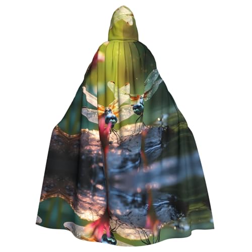WZYWHJ Buntes Libellen-Motiv, Cosplay-Poncho mit Kapuze, Umhang für Damen und Herren, Halloween-Party von WZYWHJ