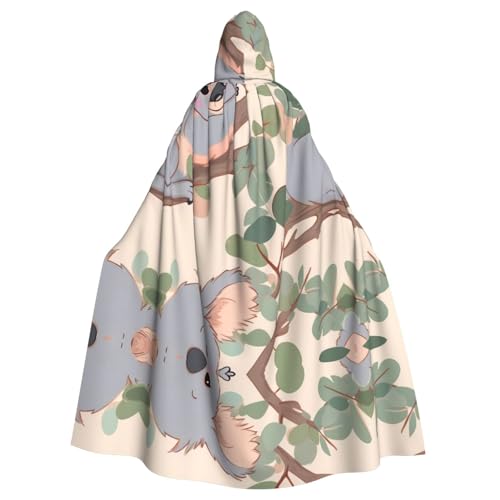 WZYWHJ Cartoon-Koala-Drucke, Cosplay-Poncho mit Kapuze, Umhang für Damen und Herren, Halloween-Party von WZYWHJ