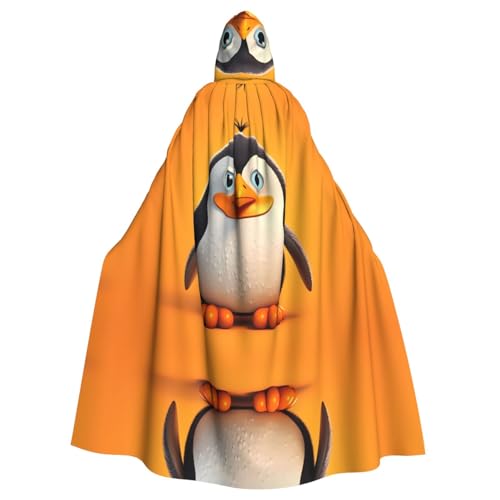 WZYWHJ Cartoon-Pinguin-Muster, Cosplay-Poncho mit Kapuze, Umhang für Damen und Herren, Halloween-Party von WZYWHJ