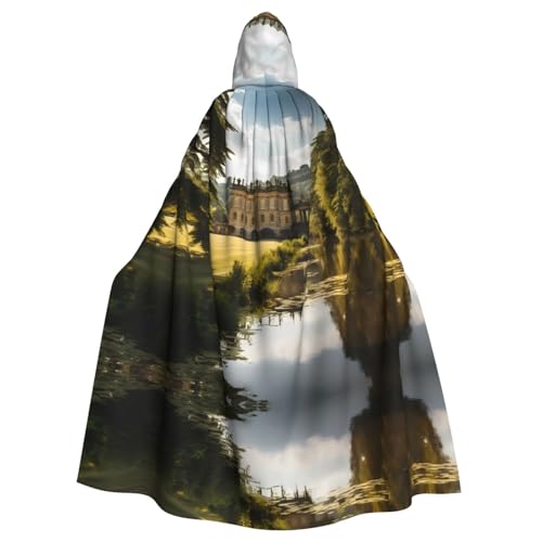 WZYWHJ Chatsworth Estate Muster Aldult Cosplay Poncho Kapuzenumhang für Damen und Herren Halloween Party von WZYWHJ