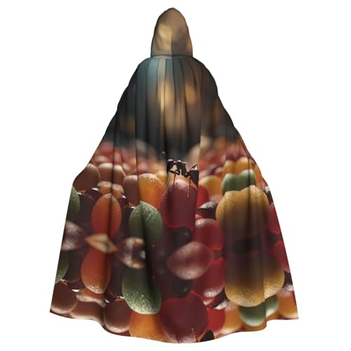 WZYWHJ Cosplay-Poncho mit Ameisen auf Süßigkeiten-Druck, für Damen und Herren, Halloween-Party von WZYWHJ