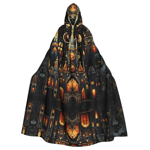 WZYWHJ Cosplay-Poncho mit Aufdruck "Castle at Night", für Damen und Herren, Halloween-Party von WZYWHJ