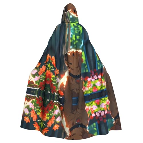 WZYWHJ Cosplay-Poncho mit Blumenmuster und Welpen, für Damen und Herren, Halloween-Party von WZYWHJ