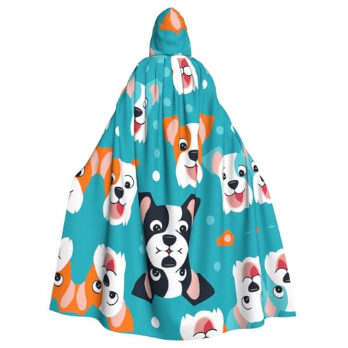 WZYWHJ Cosplay-Poncho mit Cartoon-Welpenkopf-Druck, für Damen und Herren, Halloween-Party von WZYWHJ
