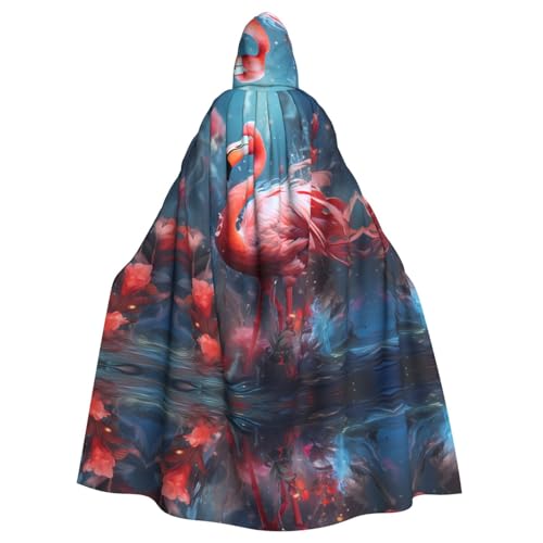 WZYWHJ Cosplay-Poncho mit Flamingo-Muster, Aldult Qualität, Umhang mit Kapuze, für Damen und Herren von WZYWHJ