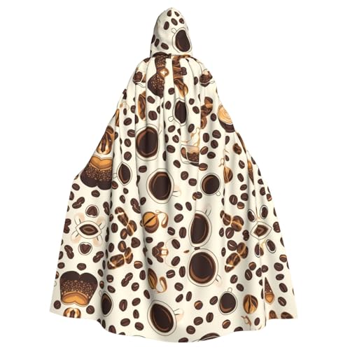 WZYWHJ Cosplay-Poncho mit Kaffeetassen- und Kaffeebohnen-Muster, für Damen und Herren, Halloween-Party von WZYWHJ