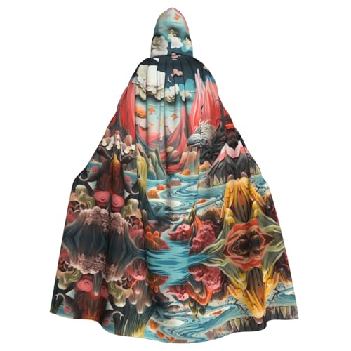WZYWHJ Cosplay-Poncho mit Kapuze, Motiv: Berge und Meere, bedruckt, für Damen und Herren, Halloween-Party WZYWHJ Cosplay-Poncho mit Kapuze, Motiv: Berge und Meere, bedruckt, für Damen und Herren, Halloween-Party von WZYWHJ