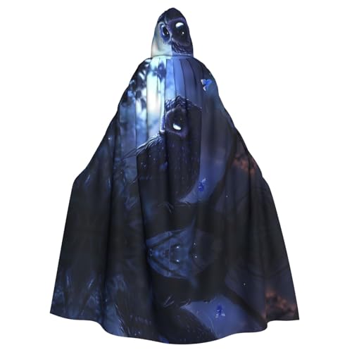 WZYWHJ Cosplay-Poncho mit Kapuze, Motiv: Eule bei Nacht, für Damen und Herren, Halloween von WZYWHJ