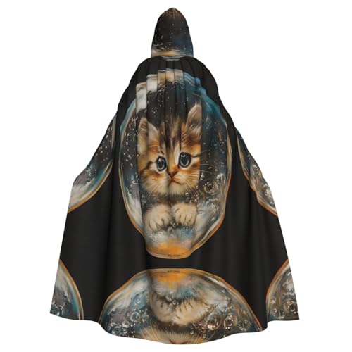 WZYWHJ Cosplay-Poncho mit Kapuze, Motiv: Kätzchen in der Blase, bedruckt, für Damen und Herren, Halloween-Party WZYWHJ Cosplay-Poncho mit Kapuze, Motiv: Kätzchen in der Blase, bedruckt, für Damen und Herren, Halloween-Party von WZYWHJ