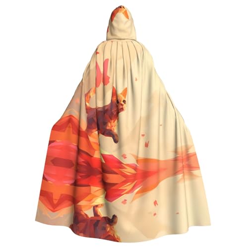 WZYWHJ Cosplay-Poncho mit Kapuze, Motiv: Katze jagt Schmetterling, Aldult, für Damen und Herren, Halloween-Party von WZYWHJ