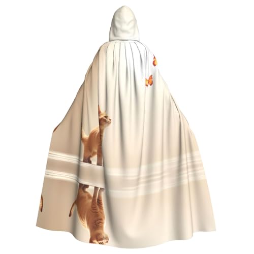 WZYWHJ Cosplay-Poncho mit Kapuze, Motiv: Katze schaut auf Schmetterling, für Damen und Herren, Halloween-Party WZYWHJ Cosplay-Poncho mit Kapuze, Motiv: Katze schaut auf Schmetterling, für Damen und Herren, Halloween-Party von WZYWHJ