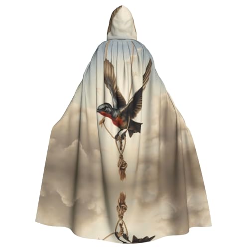 WZYWHJ Cosplay-Poncho mit Kapuze, Motiv: kleine Schwalben, schwingend, bedruckt, für Damen und Herren, Halloween-Party von WZYWHJ