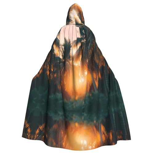 WZYWHJ Cosplay-Poncho mit Kapuze, Motiv: viele Palmen, für Damen und Herren, Halloween-Party von WZYWHJ