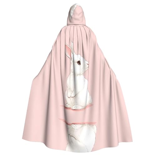 WZYWHJ Cosplay Poncho mit Kapuze, Motiv: weißer Hase, Aldult Qualität, für Damen und Herren, Halloween von WZYWHJ