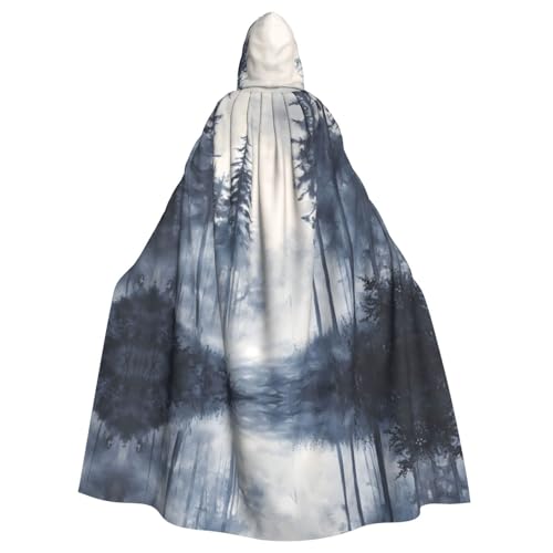 WZYWHJ Cosplay-Poncho mit Kapuze, Wald im Nebel, für Damen und Herren, Halloween-Party von WZYWHJ