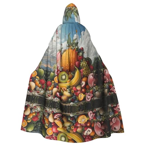WZYWHJ Cosplay Poncho mit Kapuze, für Damen und Herren, mit Obstflor-Aufdruck, Halloween-Party von WZYWHJ