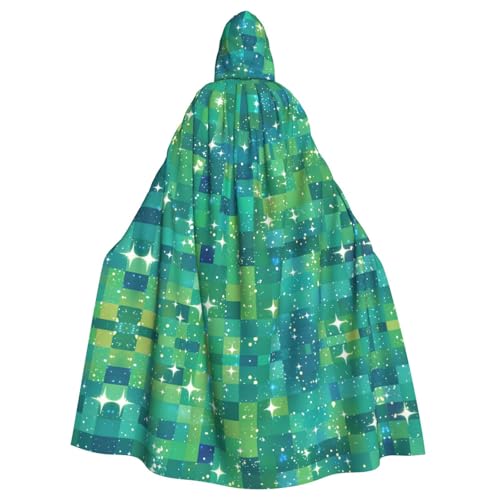 WZYWHJ Cosplay-Poncho mit Kapuze, für Damen und Herren, mit grünen Pailletten, glitzernd, Halloween-Party von WZYWHJ