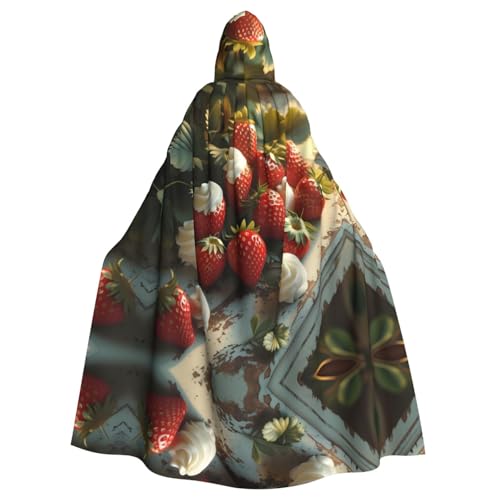 WZYWHJ Cosplay-Poncho mit Kapuze für Damen und Herren, Cremefarben mit Erdbeermuster, für Halloween-Party WZYWHJ Cosplay-Poncho mit Kapuze für Damen und Herren, Cremefarben mit Erdbeermuster, für Halloween-Party von WZYWHJ