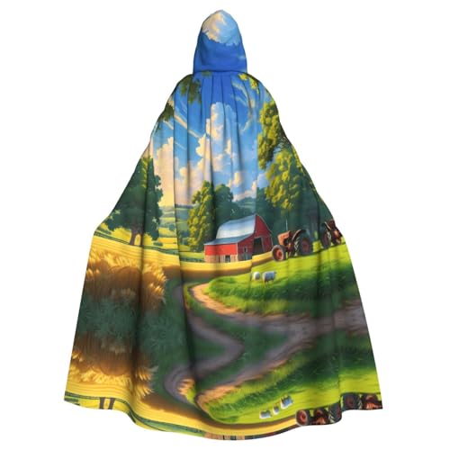 WZYWHJ Cosplay-Poncho mit Kapuze für Damen und Herren, Motiv: Bauernhof, ländliche Landschaft, Aldult von WZYWHJ