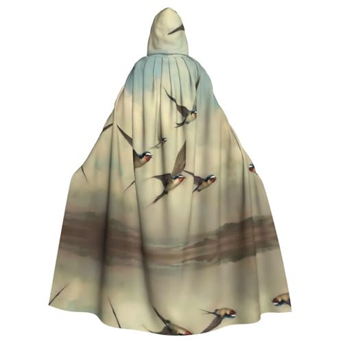 WZYWHJ Cosplay-Poncho mit Kapuze für Damen und Herren, Motiv: Eine Schar fliegender Schwalben, bedruckt mit aldult WZYWHJ Cosplay-Poncho mit Kapuze für Damen und Herren, Motiv: Eine Schar fliegender Schwalben, bedruckt mit aldult von WZYWHJ