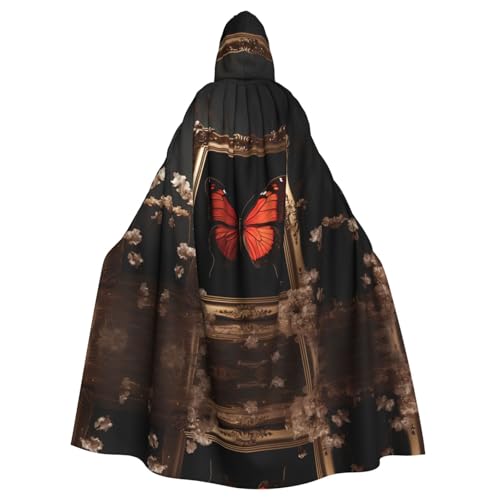 WZYWHJ Cosplay Poncho mit Kapuze für Damen und Herren, Motiv: Schmetterling im Rahmen, für Halloween-Party von WZYWHJ