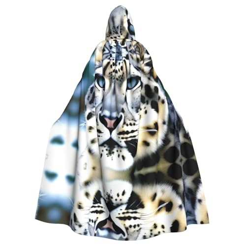 WZYWHJ Cosplay-Poncho mit Kapuze für Damen und Herren, Motiv: Schneeleoparden, Aldult von WZYWHJ