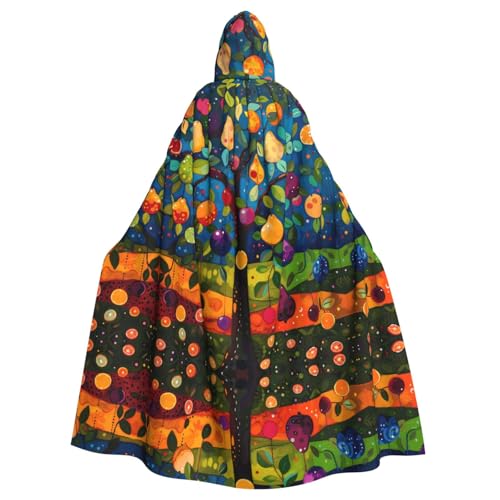 WZYWHJ Cosplay-Poncho mit Kapuze für Damen und Herren mit leuchtendem Obstbaum-Illustrationsdruck, für Halloween-Party von WZYWHJ