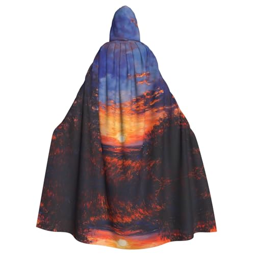 WZYWHJ Cosplay Poncho mit Kapuze und Motiv "Watch the fields and the sunset", bedruckt, für Damen und Herren, Halloween-Party von WZYWHJ