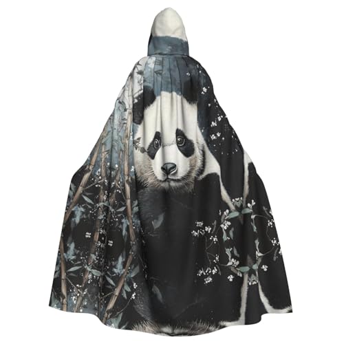 WZYWHJ Cosplay Poncho mit Kapuze und Panda-Motiv im Bambus, bedruckt, für Damen und Herren, Halloween-Party von WZYWHJ