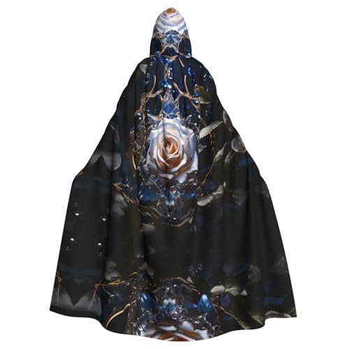 WZYWHJ Cosplay Poncho mit Kapuze und weißem Rosenbild, für Damen und Herren, Halloween-Party WZYWHJ Cosplay Poncho mit Kapuze und weißem Rosenbild, für Damen und Herren, Halloween-Party von WZYWHJ
