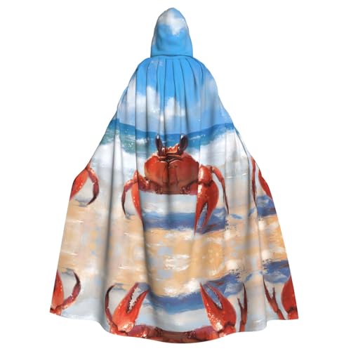 WZYWHJ Cosplay-Poncho mit Krabben am Strand, mit Kapuze, für Damen und Herren, Halloween-Party von WZYWHJ
