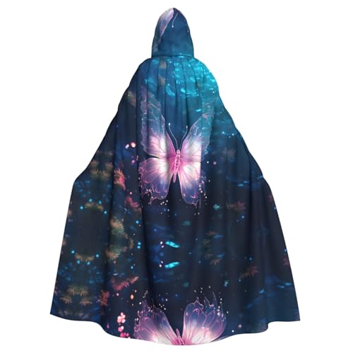 WZYWHJ Cosplay-Poncho mit Kristall-Schmetterling im Wasser, mit Kapuze, Umhang für Damen und Herren, Halloween-Party von WZYWHJ