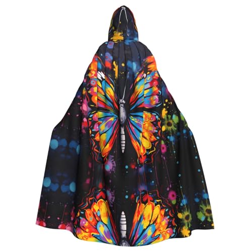 WZYWHJ Cosplay-Poncho mit Schmetterlings-Illustrationsdruck, Umhang mit Kapuze für Damen und Herren, Halloween-Party WZYWHJ Cosplay-Poncho mit Schmetterlings-Illustrationsdruck, Umhang mit Kapuze für Damen und Herren, Halloween-Party von WZYWHJ