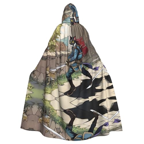 WZYWHJ Cosplay-Poncho mit Schwertmuster und Kapuze, für Damen und Herren, Halloween-Party von WZYWHJ