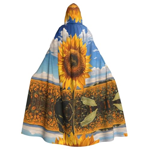 WZYWHJ Cosplay-Poncho mit Sonnenblumen in der aufgehenden Sonne, bedruckt, für Damen und Herren, Halloween-Party von WZYWHJ