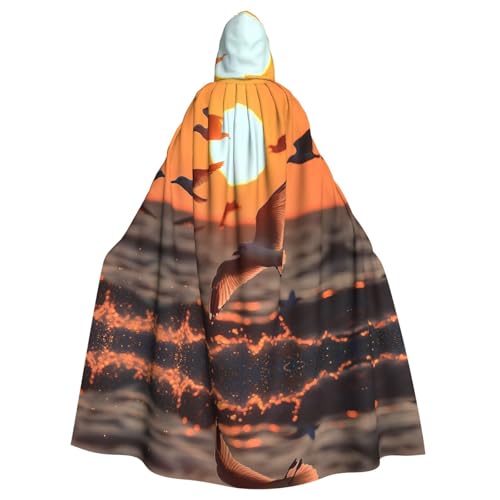 WZYWHJ Cosplay-Poncho mit Sonnenuntergang und Möwen, hochwertig, für Damen und Herren, Halloween WZYWHJ Cosplay-Poncho mit Sonnenuntergang und Möwen, hochwertig, für Damen und Herren, Halloween von WZYWHJ