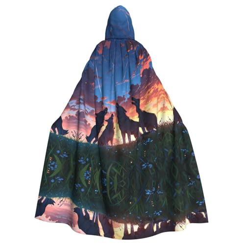 WZYWHJ Cosplay Poncho mit Steppenwolf-Muster, Umhang mit Kapuze, für Damen und Herren, Halloween-Party von WZYWHJ