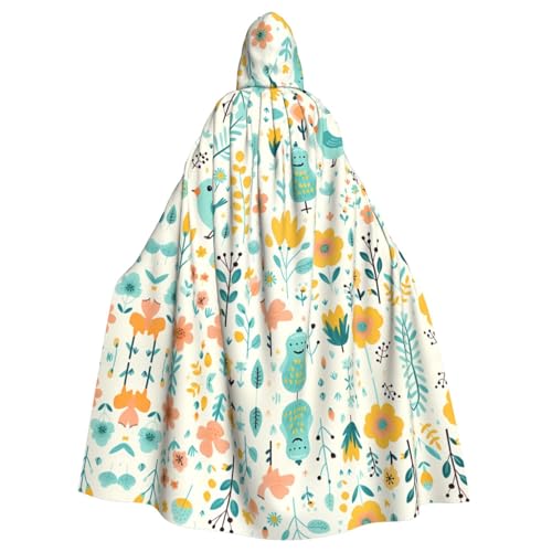 WZYWHJ Cosplay-Poncho mit Vögeln und Pflanzen, bedruckt, für Damen und Herren, Halloween-Party von WZYWHJ