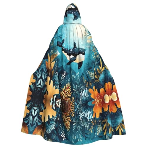 WZYWHJ Cosplay-Poncho mit Wal-Illustration, hochwertig, für Damen und Herren, Halloween von WZYWHJ