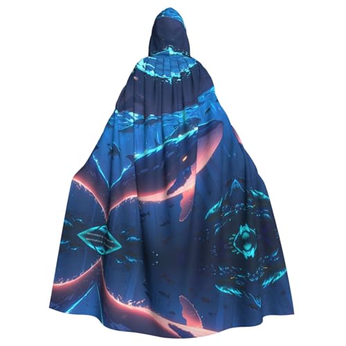 WZYWHJ Cosplay-Poncho mit Walen im Fjord-Muster, für Damen und Herren, Halloween-Party von WZYWHJ