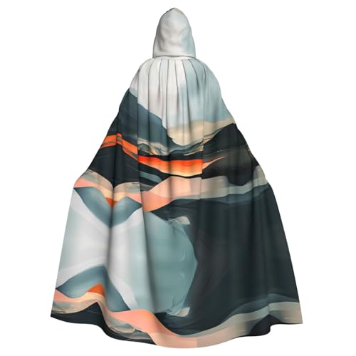 WZYWHJ Cosplay Poncho mit abstraktem Landschaftsdruck, Umhang mit Kapuze für Damen und Herren, Halloween-Party von WZYWHJ