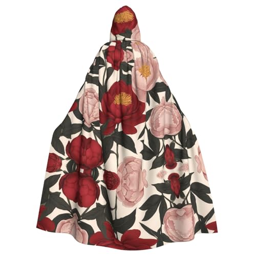 WZYWHJ Cosplay-Poncho mit blühendem Pfingstrosenmuster, für Damen und Herren, Halloween-Party von WZYWHJ